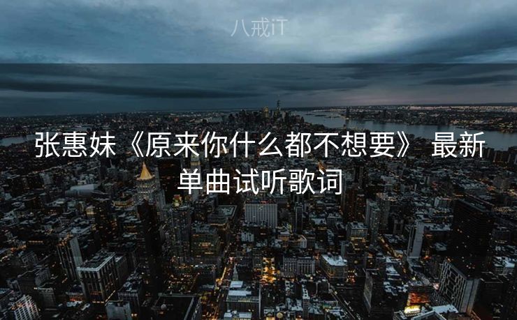 张惠妹《原来你什么都不想要》 最新单曲试听歌词