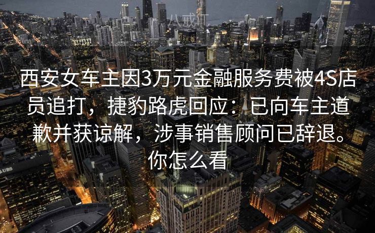 西安女车主因3万元金融服务费被4S店员追打，捷豹路虎回应：已向车主道歉并获谅解，涉事销售顾问已辞退。你怎么看