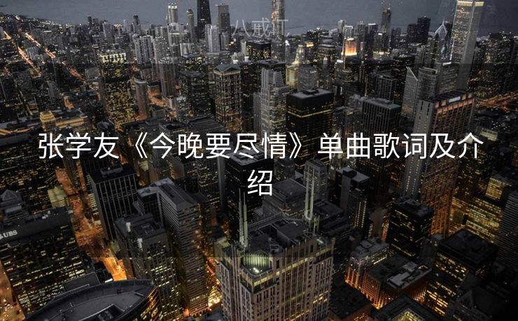 张学友《今晚要尽情》单曲歌词及介绍