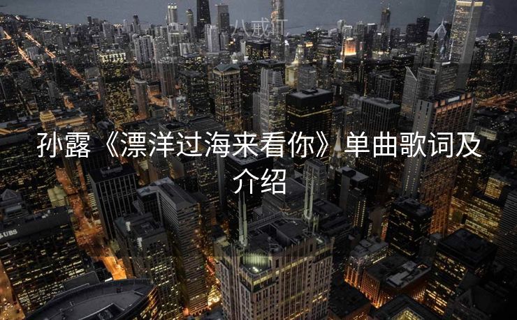 孙露《漂洋过海来看你》单曲歌词及介绍 孙露《漂洋过海来看你》单曲歌词及介绍