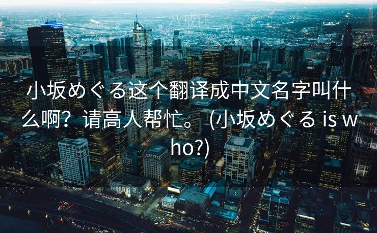 小坂めぐる这个翻译成中文名字叫什么啊？请高人帮忙。 (小坂めぐる is who?)