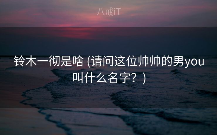 铃木一彻是啥 (请问这位帅帅的男you叫什么名字？)