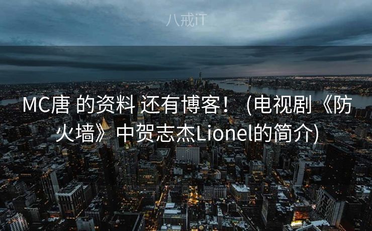 MC唐 的资料 还有博客！ (电视剧《防火墙》中贺志杰Lionel的简介)