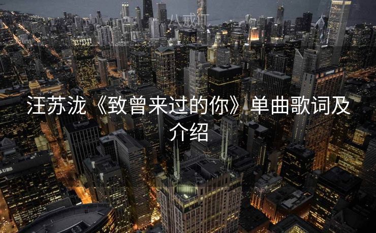 汪苏泷《致曾来过的你》单曲歌词及介绍 汪苏泷《致曾来过的你》单曲歌词及介绍