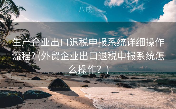 生产企业出口退税申报系统详细操作流程? (外贸企业出口退税申报系统怎么操作？)