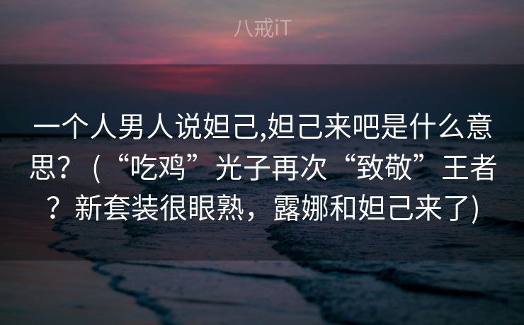 一个人男人说妲己,妲己来吧是什么意思？ (“吃鸡”光子再次“致敬”王者？新套装很眼熟，露娜和妲己来了)