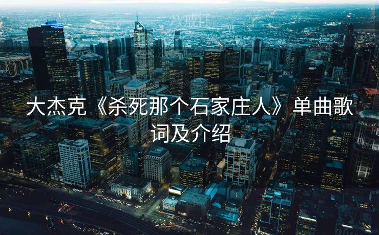 大杰克《杀死那个石家庄人》单曲歌词及介绍 大杰克《杀死那个石家庄人》单曲歌词及介绍