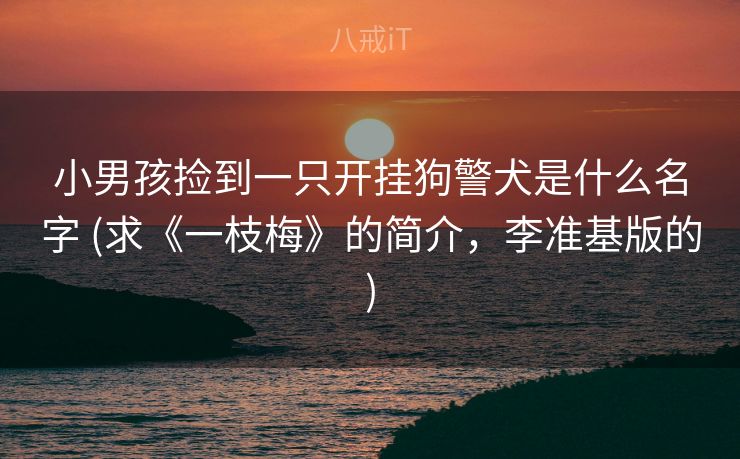 小男孩捡到一只开挂狗警犬是什么名字 (求《一枝梅》的简介,李准基版的) 小男孩捡到一只开挂狗警犬是什么名字 (求《一枝梅》的简介,李准基版的)