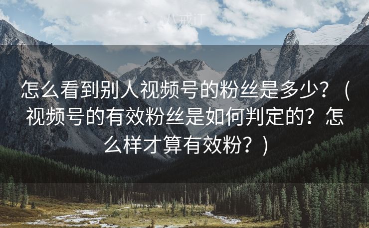 怎么看到别人视频号的粉丝是多少? (视频号的有效粉丝是如何判定的?怎么样才算有效粉?) 怎么看到别人视频号的粉丝是多少? (视频号的有效粉丝是如何判定的?怎么样才算有效粉?)